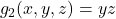 g_2(x, y, z) = yz
