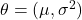\theta = (\mu, \sigma^2)