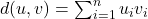 d(u,v)=\sum_{i=1}^n​∣u_i​−v_i​∣