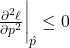 \frac{\partial^2 \ell}{\partial p^2} \bigg|_{\hat{p}} \leq 0
