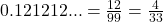 0.121212... = \frac{12}{99} = \frac{4}{33}