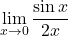 \[\lim_{x \to 0} \frac{\sin x}{2x}\]